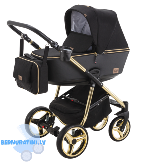 Adamex Reggio Special edition Y-85 (melna - zelta rāma) Bērnu rati